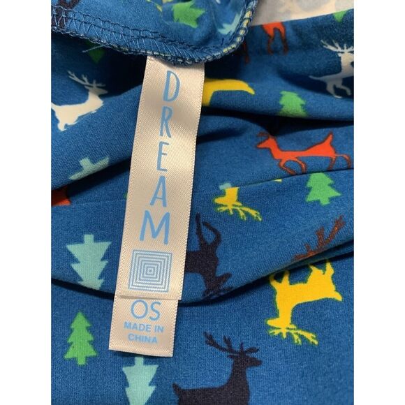 LuLaRoe Womens‎ Leggings Size OS One Blue Reindeer Dream Christmas Holiday NWT - Picture 3 of 4